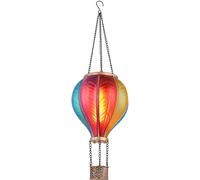 Lampe solaire à suspendre Lampe extérieure Ballon à air chaud multicolore Effet de feu Décoration de jardin Lampe de balcon, 20x 0,5W 1600K blanc chaud, DxH 14 x 46,5 cm
