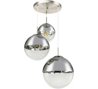 Suspension boules verre transparent nickel chrome mat lampe d'éclairage de salon Globo 15851-3