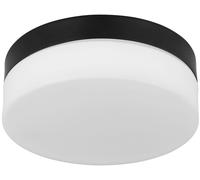 Plafonnier en verre blanc lampe d'extérieur éclairage de balcon plafonnier d'extérieur noir, 1x douille E27, DxH 18,4x6,5 cm