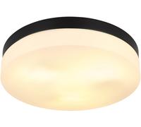 Plafonnier salle de bain lampe patio rond éclairage extérieur balcon résistant aux intempéries IP44, verre aluminium, 1x douille E27, DxH 30x6,5 cm