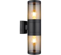 Up and Down lights applique murale d'extérieur en acier inoxydable lampes d'extérieur d'extérieur maison appliques murales en acier inoxydable, fumée noire, 2 flammes douilles E27, H 38 cm