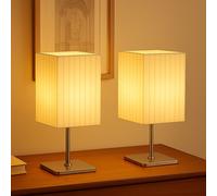 Lampe de table LED lampe d'appoint en textile lampe de chevet chromée abat-jour en tissu, 3W 250Lm blanc chaud, LxlxH 10x10x26 cm, lot de 2