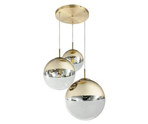 Globo Luminaire suspendu de luxe, luminaire de chambre d'amis pour dormir, 3x boules de verre, projecteur doré 15855-3