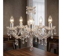 Globo Lustre Pendelleuchte 5 Lampes En Cristal Chrome Clair 44 cm 128 cm IP20 [EEK: Non noté]