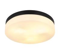 Globo Plafonnier - Ø 30 cm - Noir - Blanc - Aluminium - Verre opale