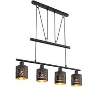 Globo - Plafonnier design Tunno - H. 180 cm - Noir et doré - Tonno Noir G