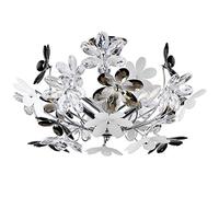 Globo Plafonnier E14 Design fleurs transparentes Chromé 40 W