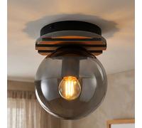 Globo Plafonnier LED à Globe en Verre Fumé, H 20 cm, Lampe Salle à Manger