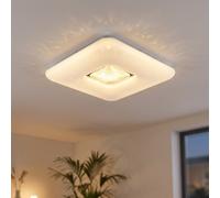 Globo Plafonnier LED Effet Ciel Étoilé Cristaux Blanc 43x43 cm