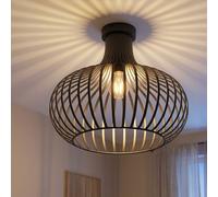Plafonnier LED, luminaire de salon, couleur rouille, treillis métallique, H 35 cm