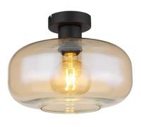 Globo Plafonnier noir Giuseppe verre ambré - 15566DA