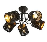 Plafonnier rond design velours Tuxon - Diam. 46 x H. 27 cm - Noir