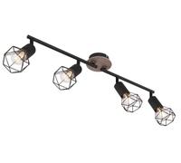Globo Plafonnier Xara I 4 lumières noir avec bois - 54802S-4H