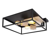 Globo SLV 15477D1 Plafonnier en métal noir mat et bois naturel