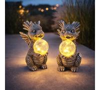 Globo Solarleuchte Extérieure Drache Deko Jardin Balcon Glaskugel LED 2x, Gris