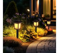 Globo Solarleuchte LED Extérieure Lanterne Jardin Effet Flamme 3er Set, Noir