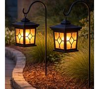 Lampe Solaire Avec Piquet Lanternes De Jardin 2 Pièces Noir LED Décoratif