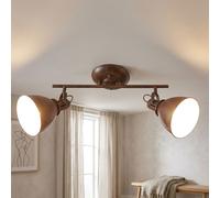 Plafonnier LED, lampe de salon, spots orientables, couleur rouille, L 45 cm
