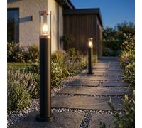Globo Stehlampe Extérieur Balcon Terrasse LED 2er Set Noir IP44 Acier E27