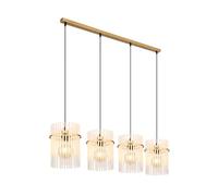 Globo Suspension dorée avec quatre abat-jours en verre, largeur 110 cm