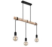 GLOBO Suspension en bois noir - 3 ampoules - En métal naturel - À enrouler - 3 ampoules E27 - 60 x 5 x 120 cm