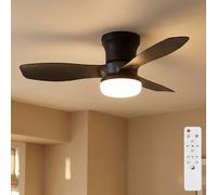 Globo Ventilateur Decken 3 Lames Avec Lumière LED Dimmable CCT, Noir 61 cm