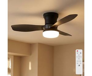 Globo Ventilateur Decken 3 Lames Avec Lumière LED Dimmable CCT, Noir 61 cm