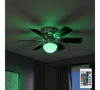 Ventilateur de plafond LED dimmable avec télécommande lampe de salon avant/retour lampe de chambre, 3 niveaux, pales réversibles RGB changement de couleur, 4,8W 470lm blanc chaud, PxH 76x28 cm