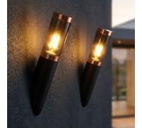 Globo Wandleuchte Extérieur Fackel Terrasse Cuivre Noir 2er Set IP44 E27