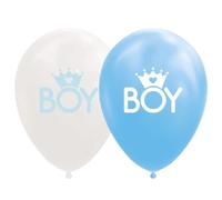Globos Ballonnen Baby Boy 12 cm latex blauw/wit 8 stuks