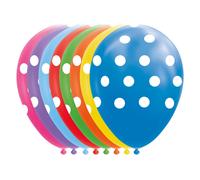 Globos - Ballonnen Stippen Mix Kleuren 30cm 8st. NEUF
