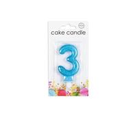 Globos Bougie chiffre 3 paillettes cire bleue 7 cm