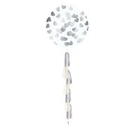 Globos - Coeurs - Ballon avec confettis, gland SG30127 (taille unique) (Transparent/argent)