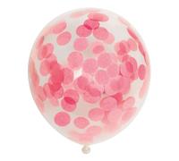 6 Ballons confettis transparents de 30 cmi Rose Globos G