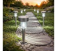 GloBrite Lot de 10 Lampes Solaires Extérieures LED Étanches - Éclairage de Jardin Automatique en Acier Inoxydable - Lampes Solaires pour Allée, Terrasse, Patio, Pelouse, Cour et Décoration Paysagère