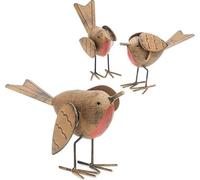 GloBrite Lot de 3 Figurines Oiseaux Rouge-Gorge - Décorations de Jardin en Résine Peinte à la Main, Ornements Extérieurs Mignons pour Terrasse, Pelouse ou Balcon - Cadeau Nature Original et Durable