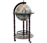 Globus-Bar avec casier à bouteilles en bois d'eucalyptus bleu