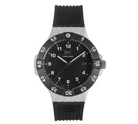 GLOCK Montre à quartz pour homme - Boîtier de 43 mm - Montre avec boîtier en acier inoxydable argenté - Cadran noir - Bracelet en silicone noir - 10ATM - GW-15-6-22