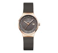 GLOCK Montre à quartz pour femme | Boîtier 35 mm | Montre avec boîtier en acier inoxydable or rose | Cadran gris | Bracelet en maille grise | 10ATM | GW-28-2-18