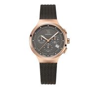 GLOCK Montre à quartz pour femme | Boîtier 38 mm | Montre avec boîtier en acier inoxydable or rose | Cadran gris | Bracelet en maille grise | 10ATM | GW-17-2-18