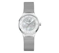 GLOCK Montre à quartz pour femme - Boîtier de 35 mm - Montre avec boîtier en acier inoxydable argenté - Cadran nacré - Bracelet en maille argentée - 10ATM - GW-28-1-18