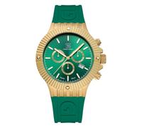 GLOCK Montre à quartz pour homme - Boîtier de 44 mm - Montre avec boîtier en acier inoxydable doré - Cadran vert - Bracelet en silicone vert - 20ATM - GW-37-2-24