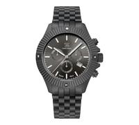 GLOCK Montre à quartz pour homme - Boîtier de 44 mm - Montre avec boîtier en acier inoxydable gris - Cadran noir - Bracelet à maillons gris - 20ATM - GW-38-1-22