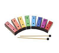 Glockenspiel de xylophone à 8 notes avec étui, instrument Glockenspiel coloré, plaques métalliques amovibles de couleur arc-en-ciel, cloches de résonateur avec maillets en
