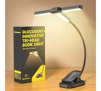 Glocusent Innovativa Lampe de Lecture Tre Teste,3 Colori e 5 Livelli di Luminosità,1000 mAh Liseuse Lampe Ricaricabile con Timer da 30 Minuti,10-100 Ore,Perfetta per Amanti dei Libri
