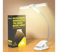 Glocusent Innovativa Lampe de Lecture Tre Teste,3 Colori e 5 Livelli di Luminosità,1000 mAh Liseuse Lampe Ricaricabile con Timer da 30 Minuti,10-100 Ore,Perfetta per Amanti dei Libri