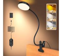 Glocusent Lampe de Bureau à Pince, 72 LED Lampe Lecture, 360° Flexible Lampe Pince pour Lit, 3 Luminosités & 5 Couleurs, Protection des Yeux, pour Maison/Bureau (Noir avec Adaptateur)