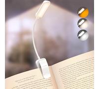 Glocusent Lampe de Lecture 120h d’Autonomie, Lampe Livre Clip Sans Fil, 3 Modes Couleur & Gradation, 3-60LM, 360° Flexible, Indicateur de Batterie, Lampe Lecture pour Lit