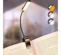 Glocusent Lampe de Lecture 120h d’Autonomie, Lampe Livre Clip Sans Fil, 3 Modes Couleur & Gradation, 3-60LM, 360° Flexible, Indicateur de Batterie, Lampe Lecture pour Lit
