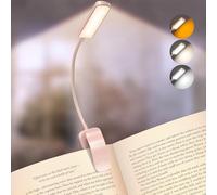 Glocusent Lampe de Lecture 120h d’Autonomie, Lampe Livre Clip Sans Fil, 3 Modes Couleur & Gradation, 3-60LM, 360° Flexible, Indicateur de Batterie, Lampe Lecture pour Lit
